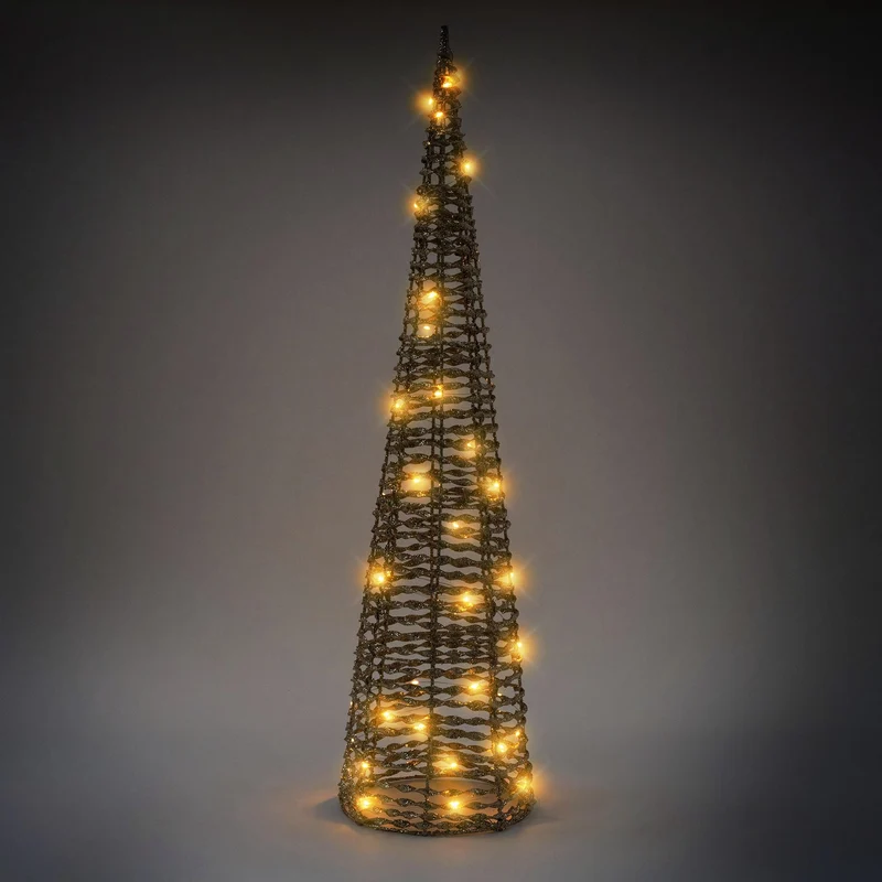 LED Lichterkegel Weihnachtsdeko 2er Set 40/80 cm Gold aus Metall mit warmweißen LEDs
