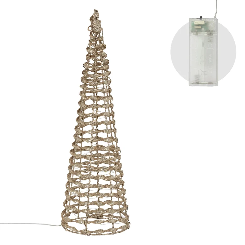 LED Lichterkegel Weihnachtsdeko 2er Set 40/60 cm Gold aus Metall mit warmweißen LEDs