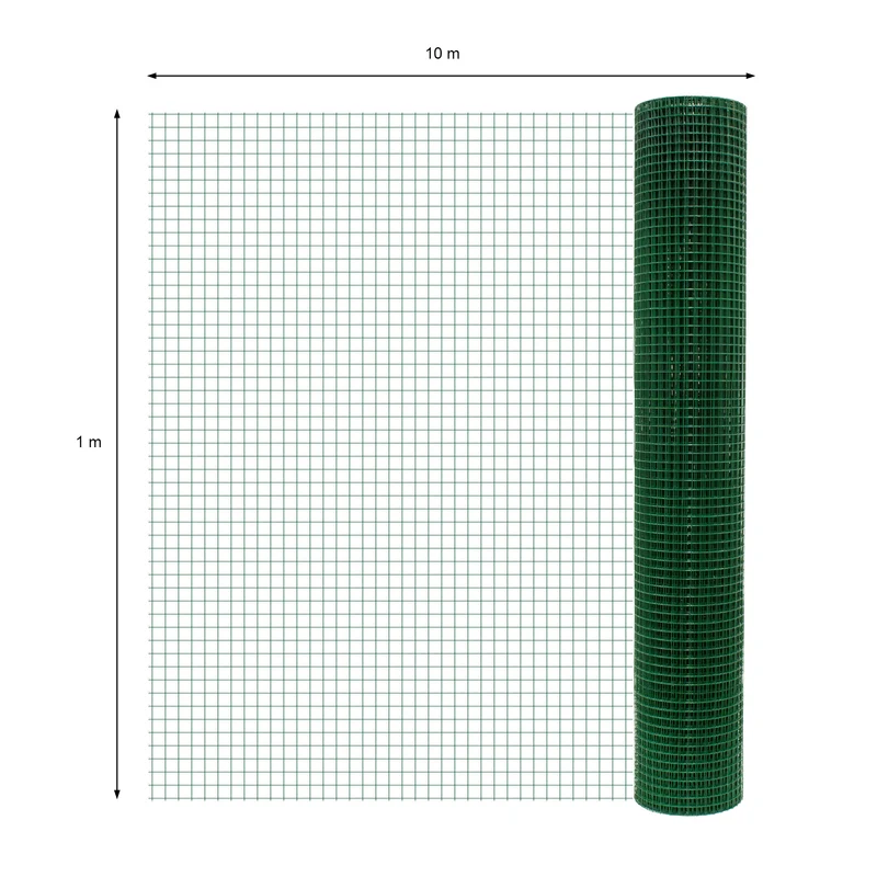 Volierendraht Grün aus verzinktem Stahl 1x10m Drahtstärke 0,75mm Maschenweite 19x19mm
