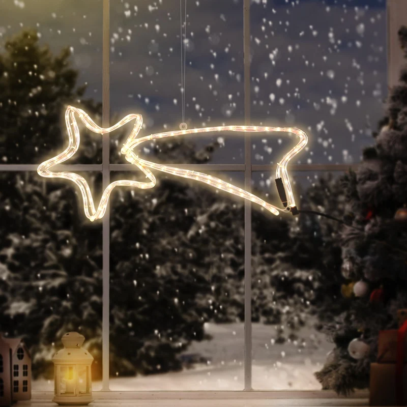LED Weihnachtsbeleuchtung Sternschnuppe mit 144 LED Birnen Warmweiß 230V
