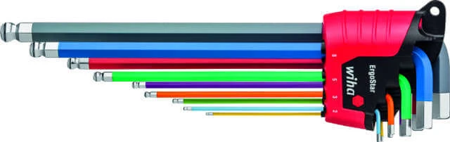 Hex Ball End L-Key Set WIHA, color-coded