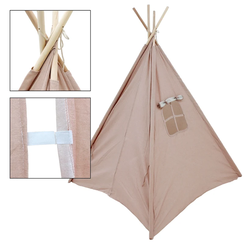 Spielzelt für Kinder mit Fenster 115x115x160 cm Altrosa aus Baumwolle