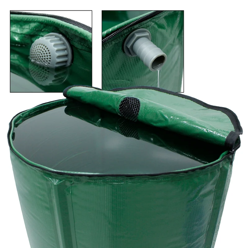 Regentonne faltbar Grün Ø 60x70 cm aus 500D PVC