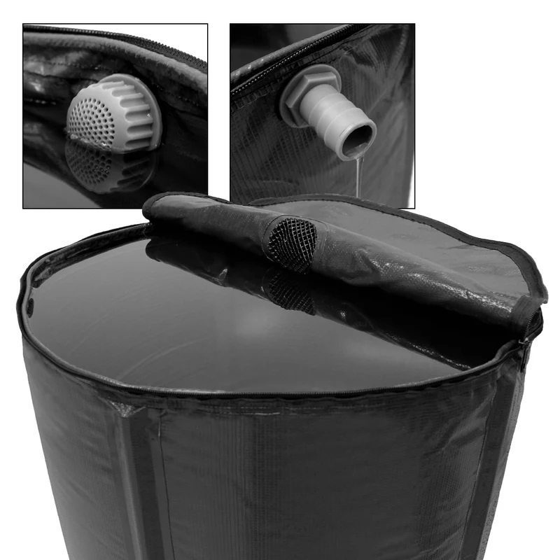 Regentonne faltbar Schwarz Ø 60x70 cm aus 500D PVC