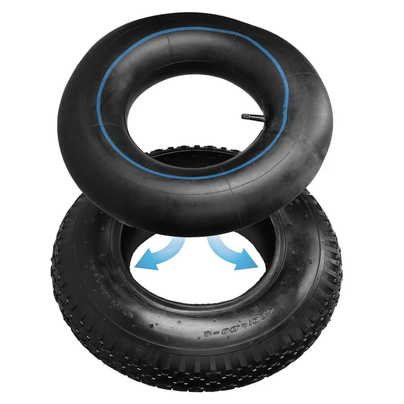 Schubkarrenrad - Mantel und Schlauch 4.80/4.00-8 400 mm aus Gummi / Kautschuk 4 BAR bis 120 kg