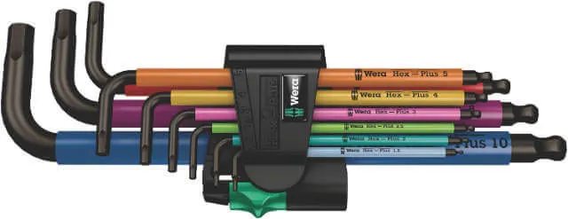 Hexagon Ball-End Allen Key Set WERA, color-coded, zinc-phosphated