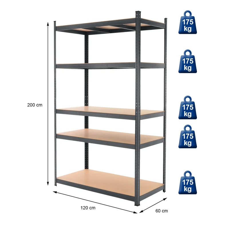 Werkstattregal 200x120x60 cm Anthrazit aus Metall