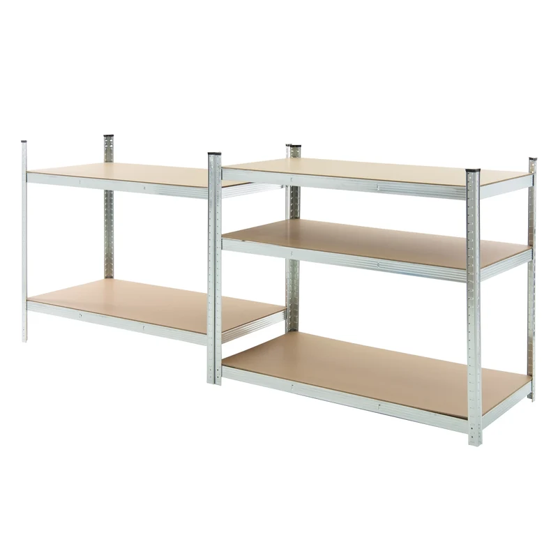 Werkstattregal 2er Set 200x100x60 cm Silber aus MDF Holzfaserplatte und Metall belastbar bis 875 kg