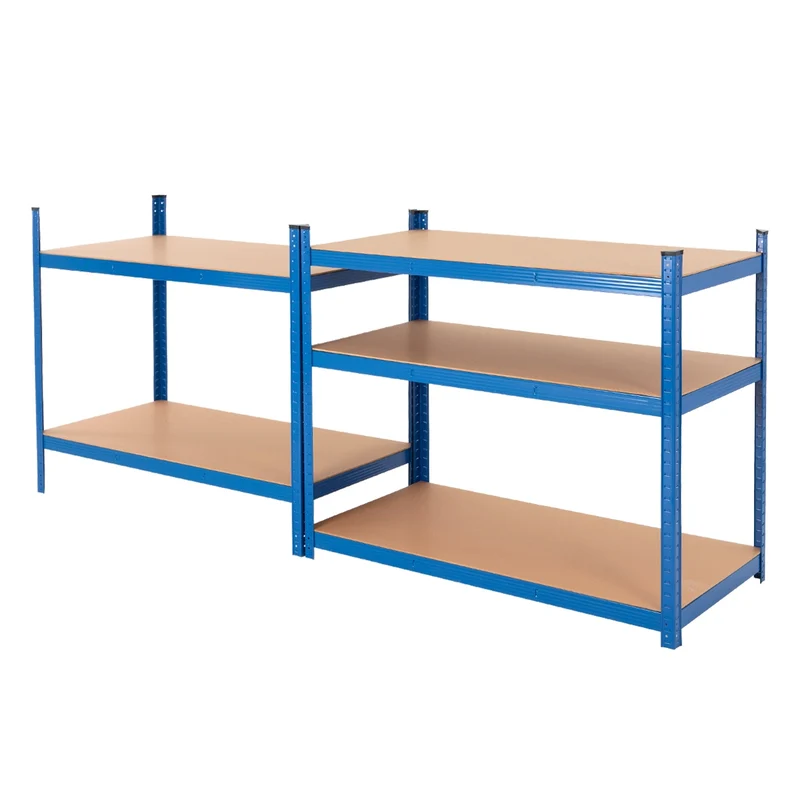 Werkstattregal 2er Set 200x120x50 cm Blau aus Metall und MDF Holzfaserplatte bis 875 kg