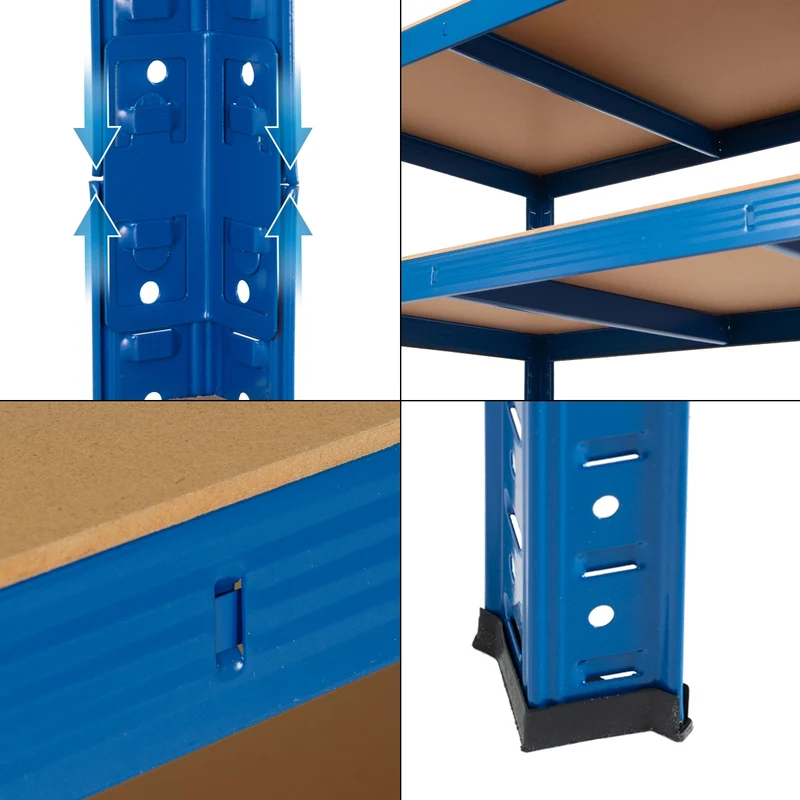 Werkstattregal 2er Set 200x120x50 cm Blau aus Metall und MDF Holzfaserplatte bis 875 kg