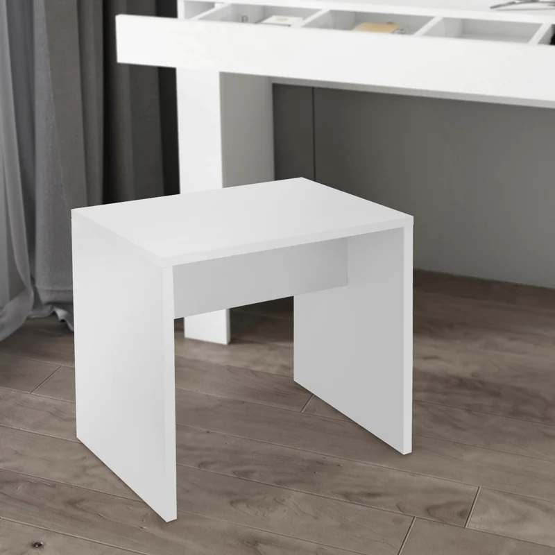Schminktisch Frisiertisch 75x40x135 cm in Schwarz mit Spiegel, Schublade, 3 Ablagen & Hocker in Weiß ML-Design