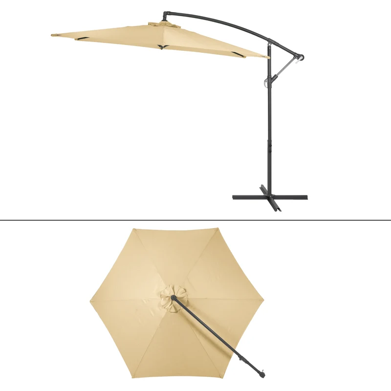 Ampelschirm mit Kurbel inkl. Abdeckung und Ständer Ø 300 cm Braun aus Polyester
