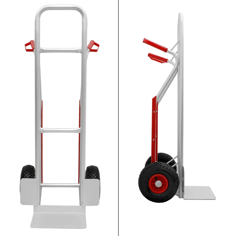 Sackkarre mit Treppenrutsche, belastbar bis 150 kg, aus Aluminium, PU Kunststoff Griff, 3.00-4" Gummi-Luft-Rädern