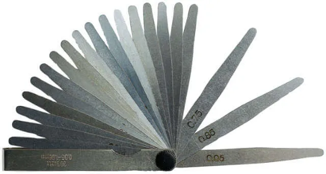 Feeler gauge PRETEC, steel, blade length 200 mm, on ring