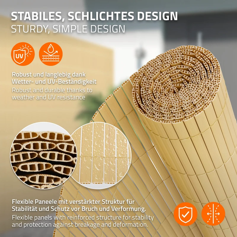 Sichtschutzmatte 160x700 cm Sichtschutzzaun Windschutz Balkonschutz PVC Bambus UV-beständig