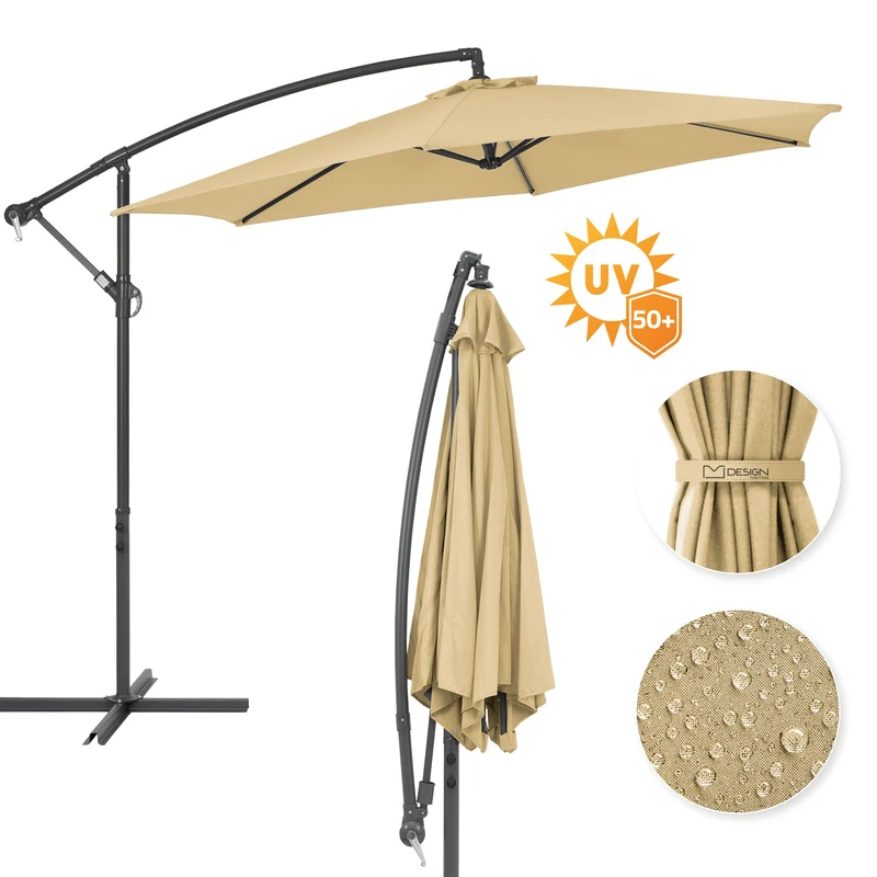 Ampelschirm mit Kurbel Ø 300 cm Braun aus Polyester