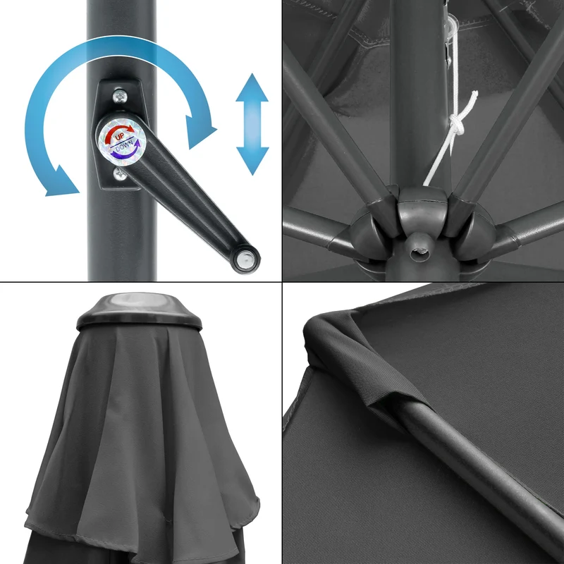 Sonnenschirm mit Kurbel Ø 300 cm Schwarz aus Polyester