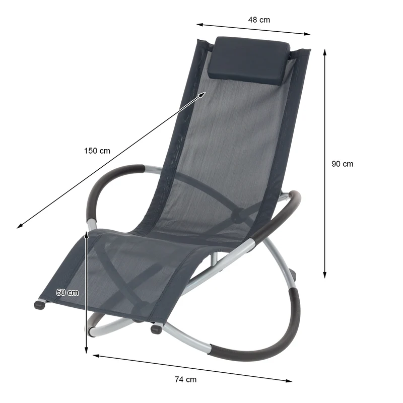 Schaukelliege mit Kopfstütze 150x48x90 cm Anthrazit aus Polyester
