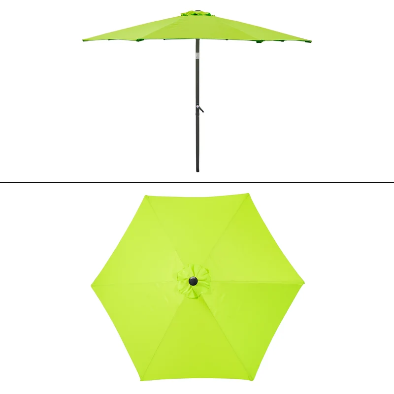 Sonnenschirm mit Kurbel, grün, Ø 300 cm, aus Aluminium und Polyester