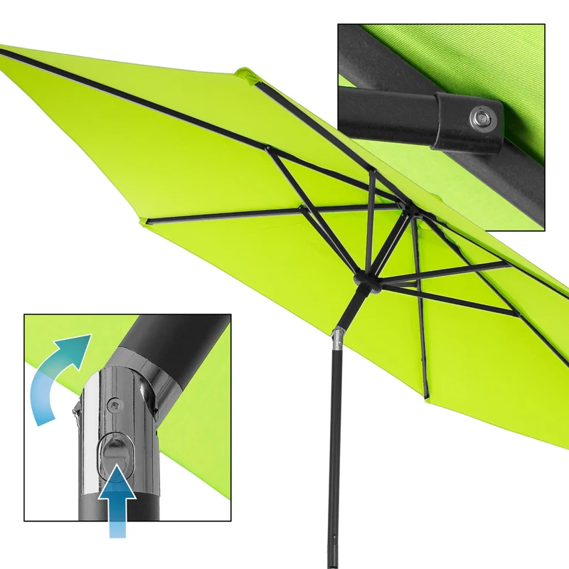 Sonnenschirm mit Kurbel, grün, Ø 300 cm, aus Aluminium und Polyester