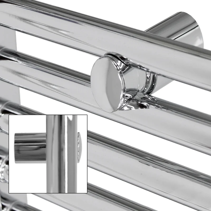 Badheizkörper 400x800 mm Chrome, gebogen, Boden Anschlussgarnitur