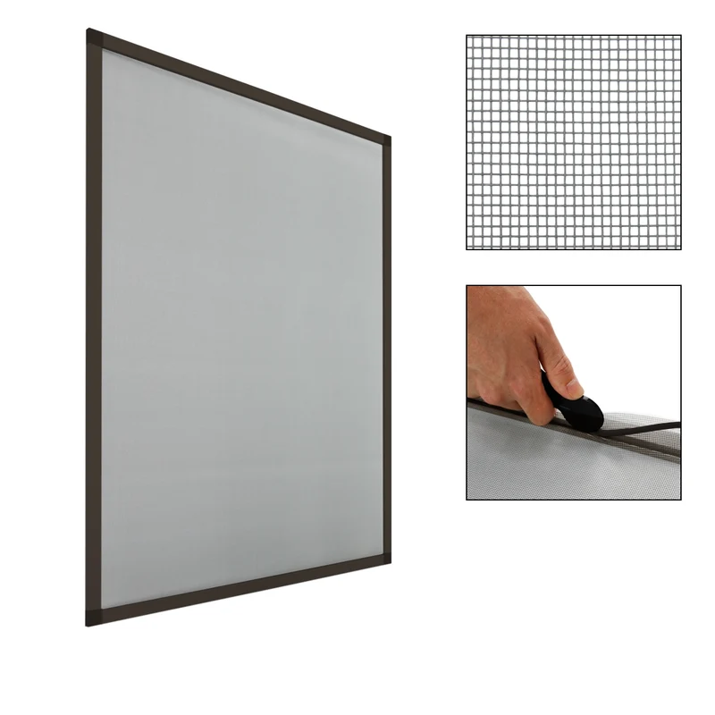 Fliegengitter Braun 120x140 cm mit Rahmen aus Aluminium
