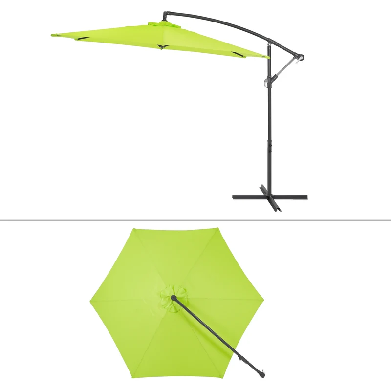 Sonnenschirm mit Kurbel Grün Ø 300 cm aus Polyester und Aluminium