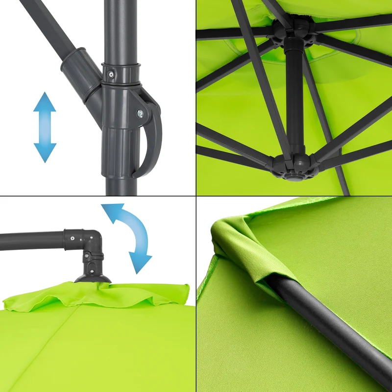 Sonnenschirm mit Kurbel Grün Ø 300 cm aus Polyester und Aluminium