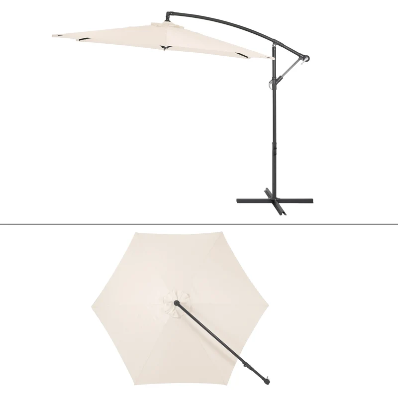 Sonnenschirm mit Kurbel Creme Ø 300 cm aus Aluminium und Polyester