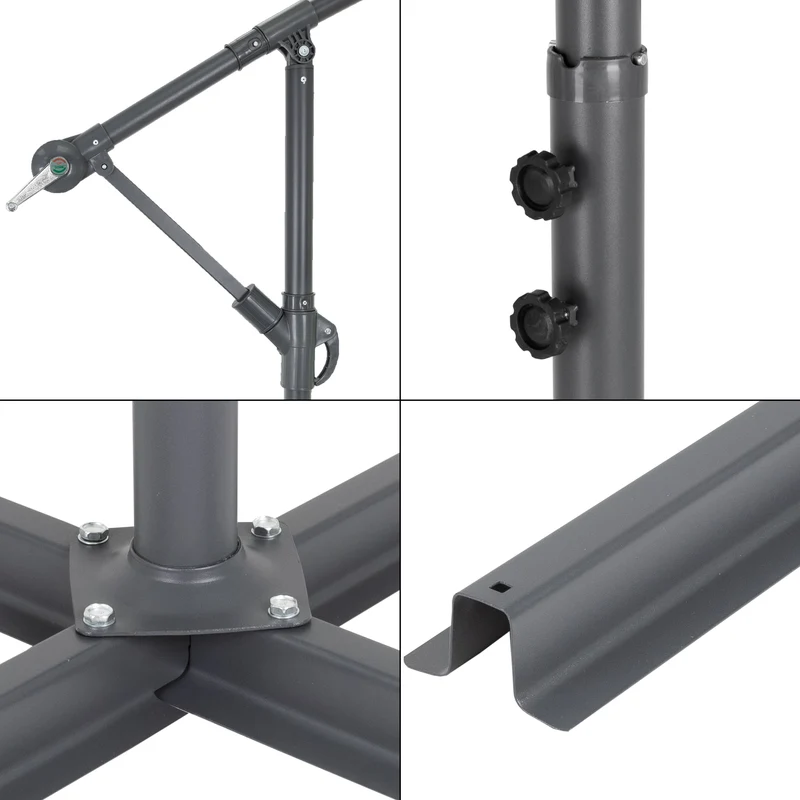 Sonnenschirm mit Kurbel Creme Ø 300 cm aus Aluminium und Polyester