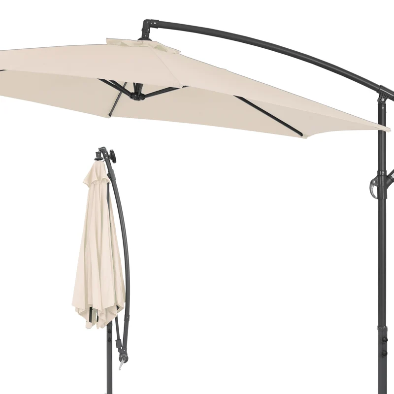 Sonnenschirm mit Kurbel Creme Ø 300 cm aus Aluminium und Polyester