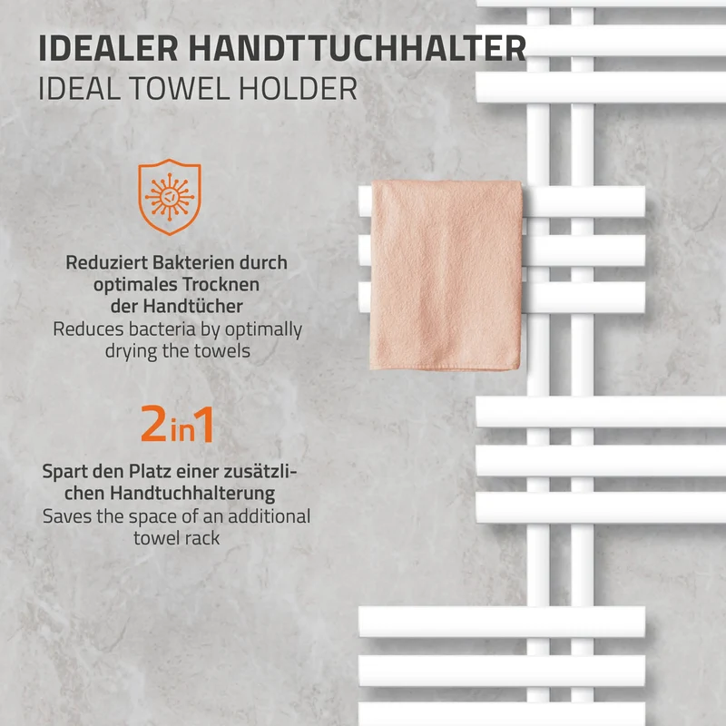 Badheizkörper Leon 600x1200 mm Weiß mit Universale Anschlussgarnitur