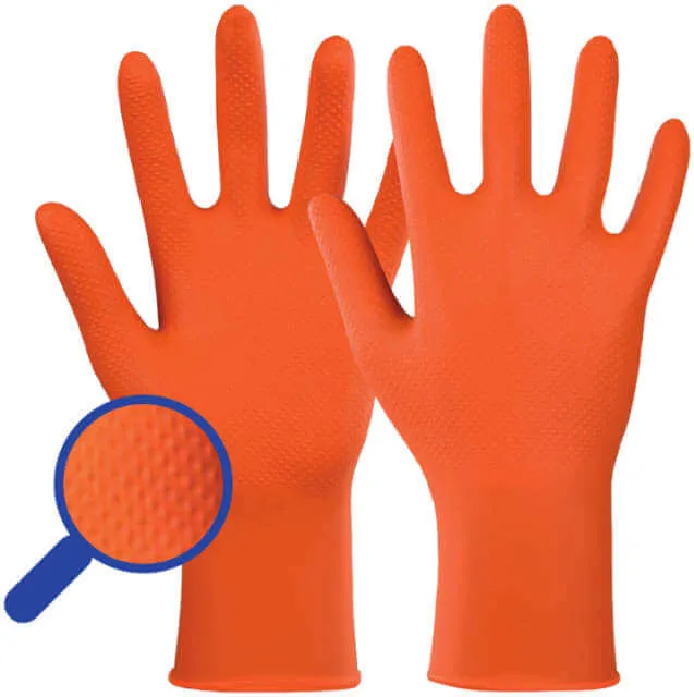 Disposable glove HASE, diamond texture orange