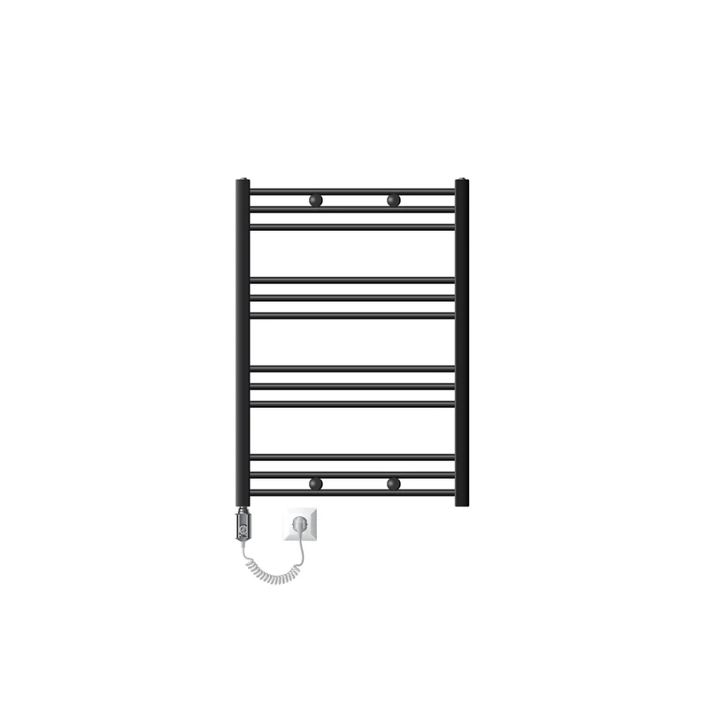 Elektrischer Badheizkörper mit Heizstab 300W 750x800 mm Anthrazit gebogen mit Seitenanschluss LuxeBath