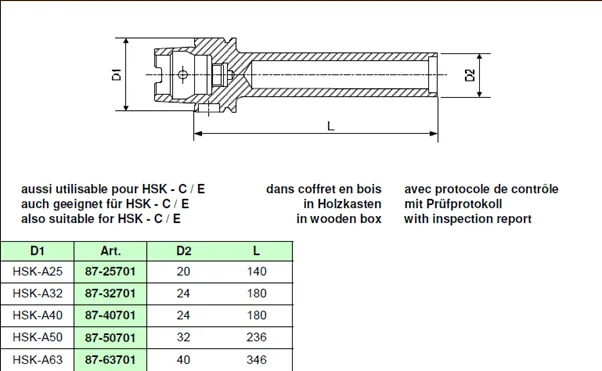 Control mandrel DIN69893-A40 d24
