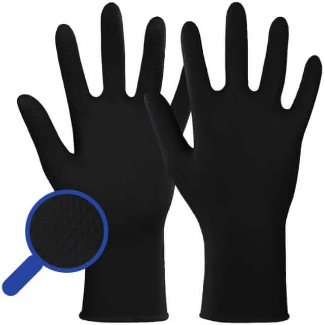 Disposable Glove HASE, Diamond Texture Black