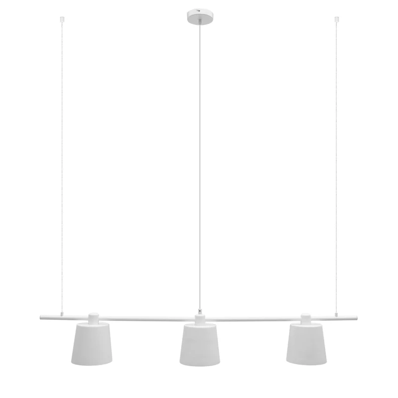 Hängelampe 3 flammige 140 cm E27 Weiß aus Metall mit drei LED-Lampe 4W