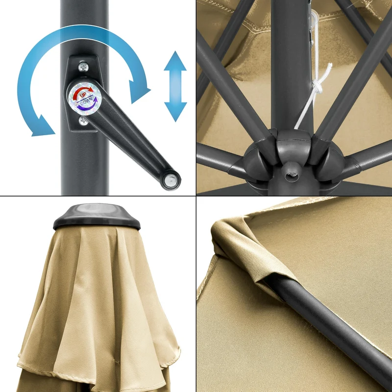 Sonnenschirm mit Kurbel Ø 300 cm Braun aus Polyester