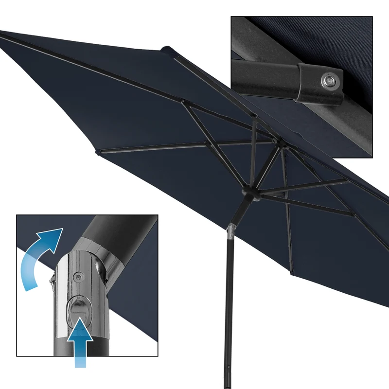 Sonnenschirm mit Kurbel Ø 300 cm Navy-Blau aus Polyester