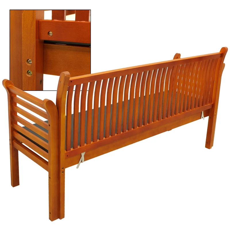 Gartenbank 3 Sitzer Braun 159x49.5x90.5 cm mit Grau Sitzkissen aus massives Kiefernholz und Polyester