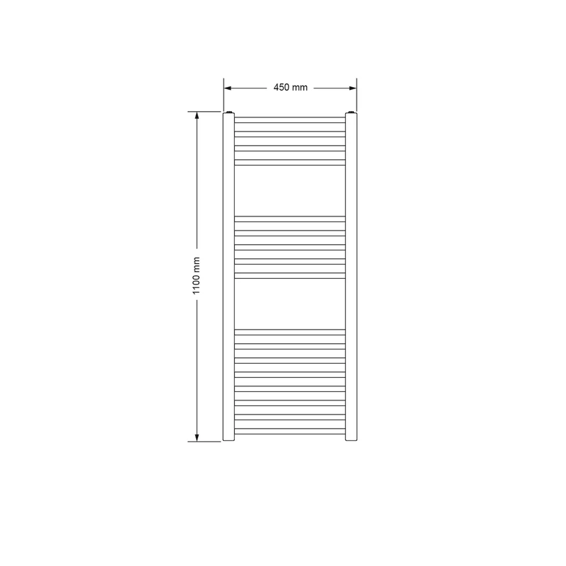 Badheizkörper Sahara 450x1100 mm Weiß gebogen mit Mittelanschluss und Boden Anschlussgarnitur