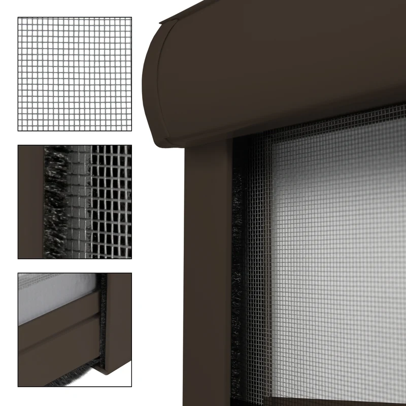 Fliegengitter Braun 90x160 cm mit Aluminium Rahmen
