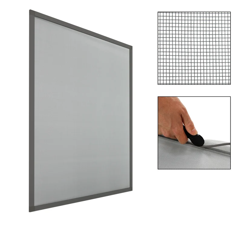 Fliegengitter Grau 130x150 cm mit Rahmen aus Aluminium