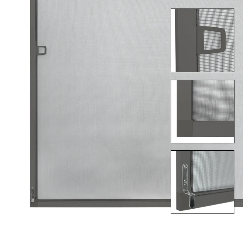 Fliegengitter Grau 120x140 cm mit Rahmen aus Aluminium