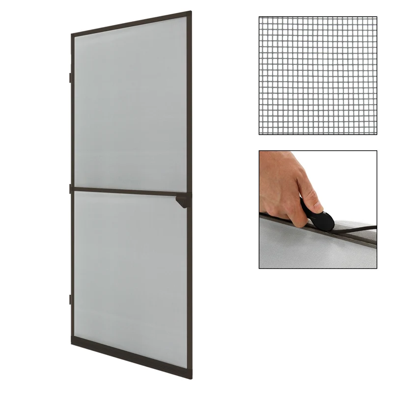 Fliegengitter Braun 100x220 cm mit Rahmen aus Aluminium