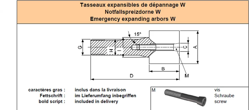 Emergency expanding arbor W25 d90.5