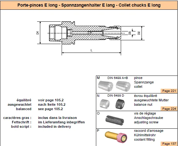 Collet holder DIN69893-E40 E16 long.