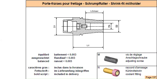 Shrink fit holder DIN69893-E50 d12.7