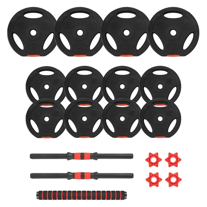Hantelset Langhantel und Kurzhantel 20 kg 2 in 1 aus PVC und Gummi