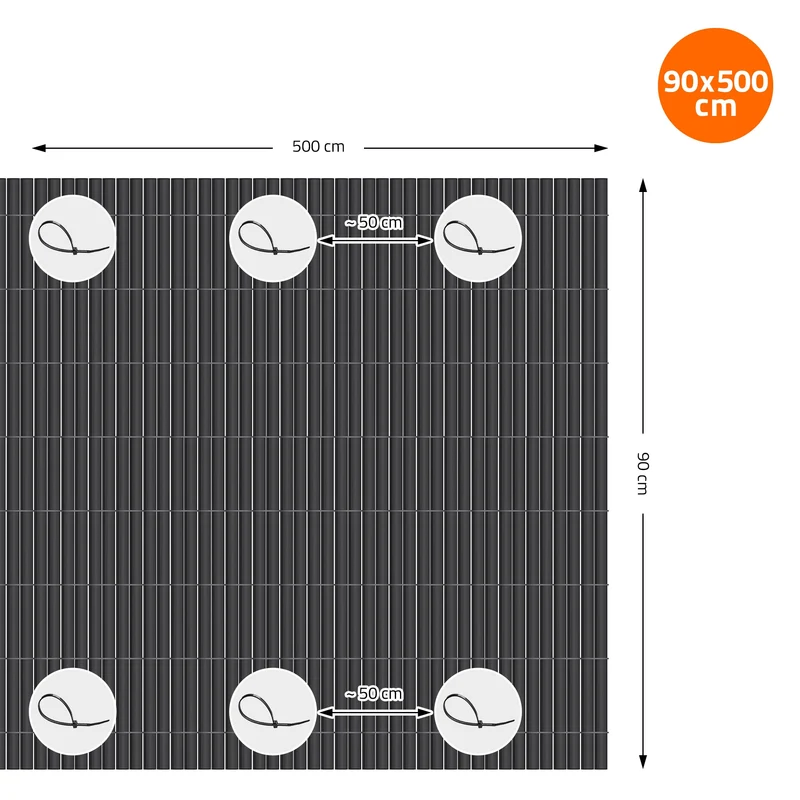 Sichtschutzmatte 90x500 cm Sichtschutzzaun Windschutz Balkonschutz PVC Anthrazit UV-beständig
